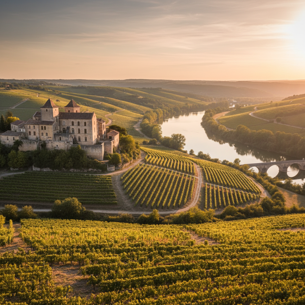 Vignes anciennes du Domaine de Lapistoule à Luzech avec vue sur les terrasses argilo-calcaires